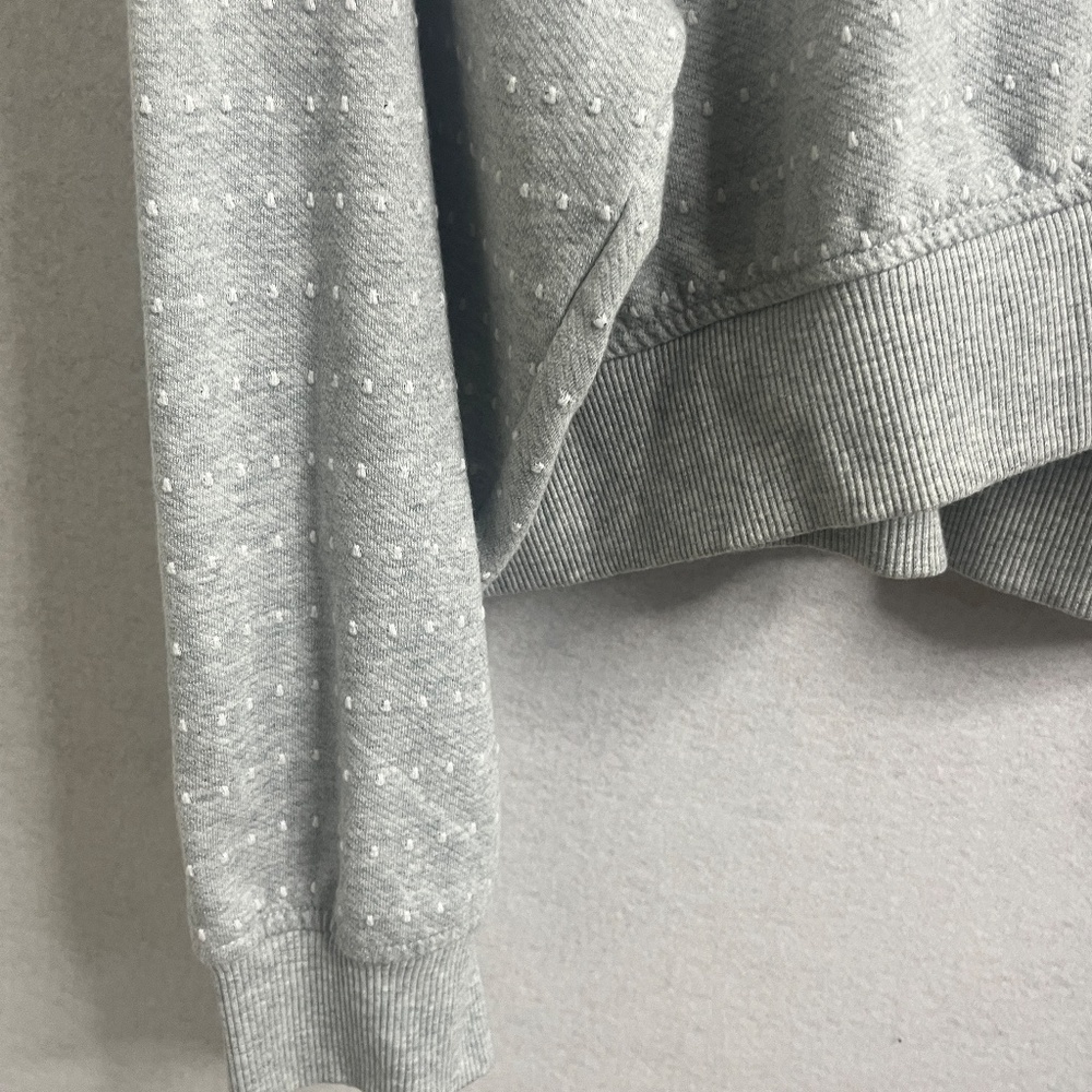 Aerie Gray Swiss Dot Textured Sweatshirt Pullover Long Sleeve - Picture 5 of 5